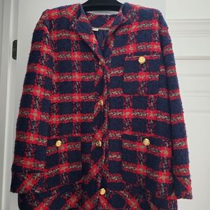 Gucci Navy and Scarlet Plaid Jacket